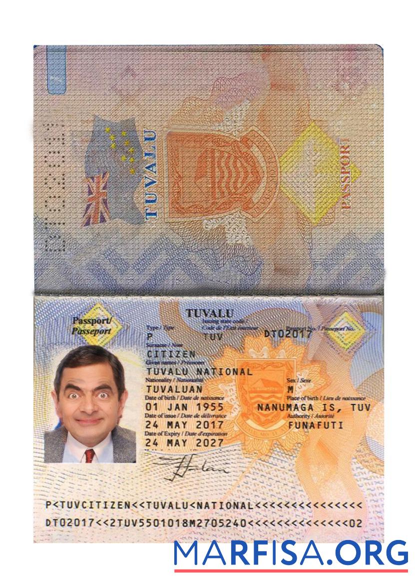 Realistic Tuvalu passport real example